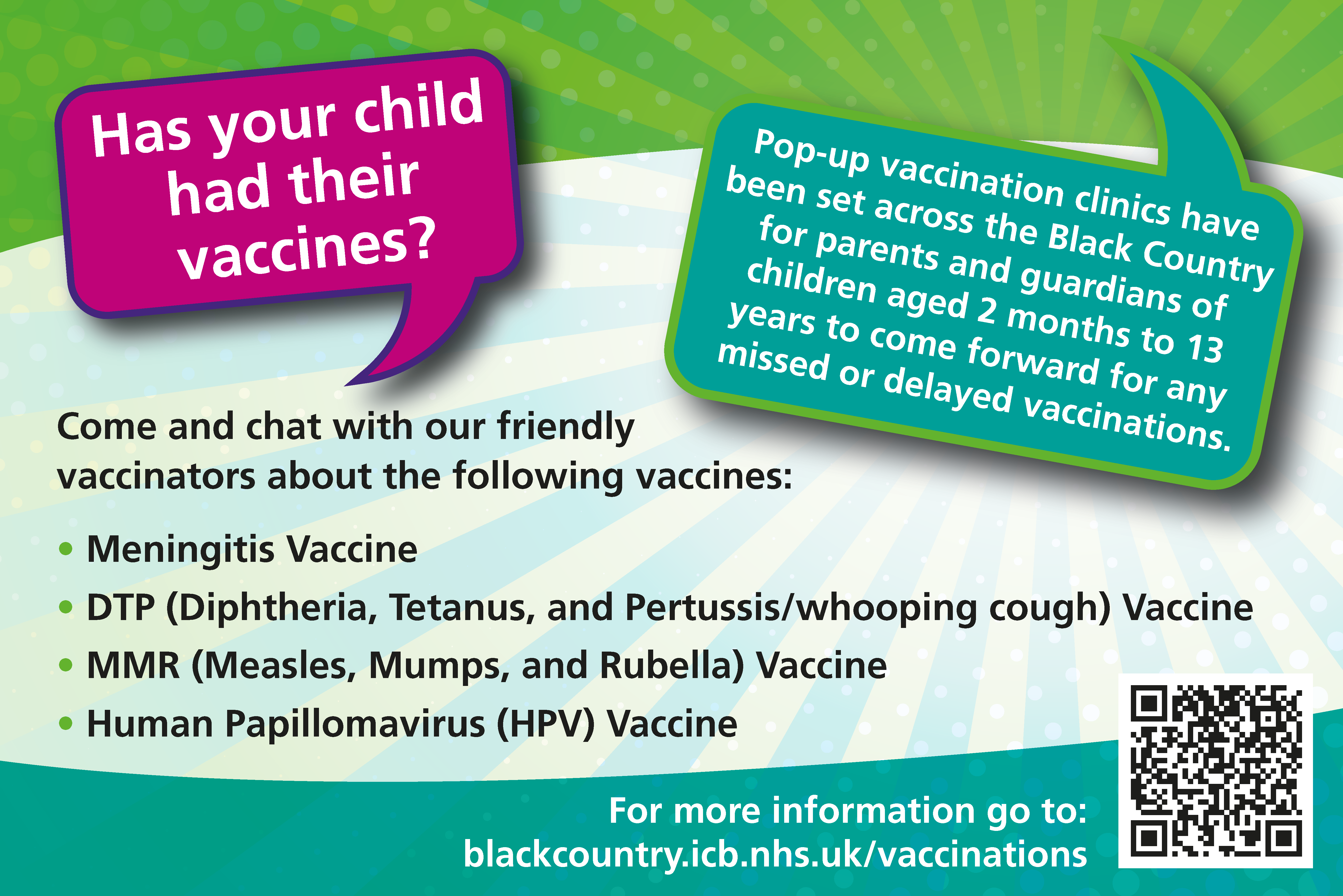 Pop-up child vaccine clinics in the Black Country